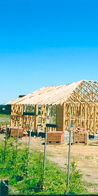 wooden framing on house