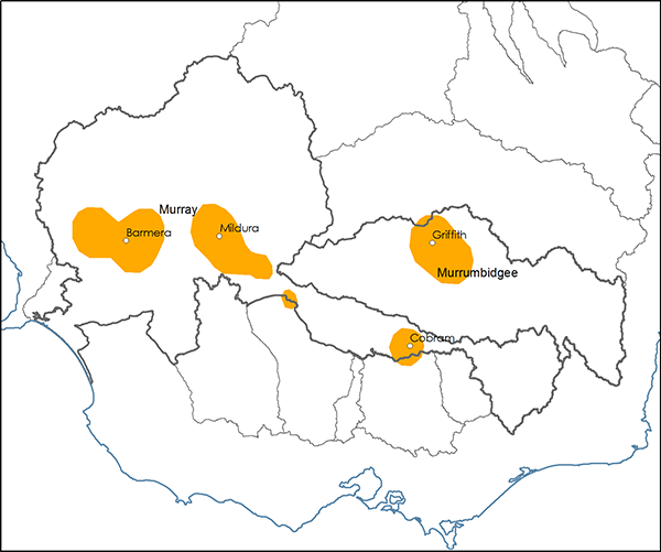 Citrus farm survey  areas, Murray–Darling Basin, 2006–07 to 2014–15