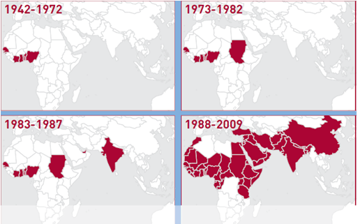 Image showing Map of PPR geographical distribution (FAO 2009)