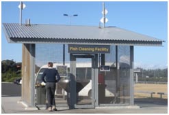 Photograph of an airport friendly fish cleaning facility