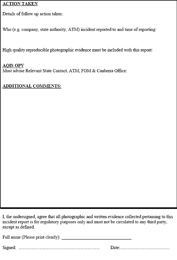 This is an image of the 'Kangaroo Animal Welfare Incident Report' found in the AQIS Meat Notice Kangaroo Welfare Incident Reporting - Game Processing Establishments 2009/16.