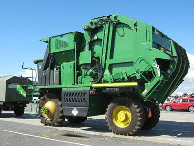 John Deere cotton harvester side view