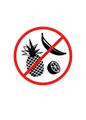 Image of no go sign for pineapples, bananas etc