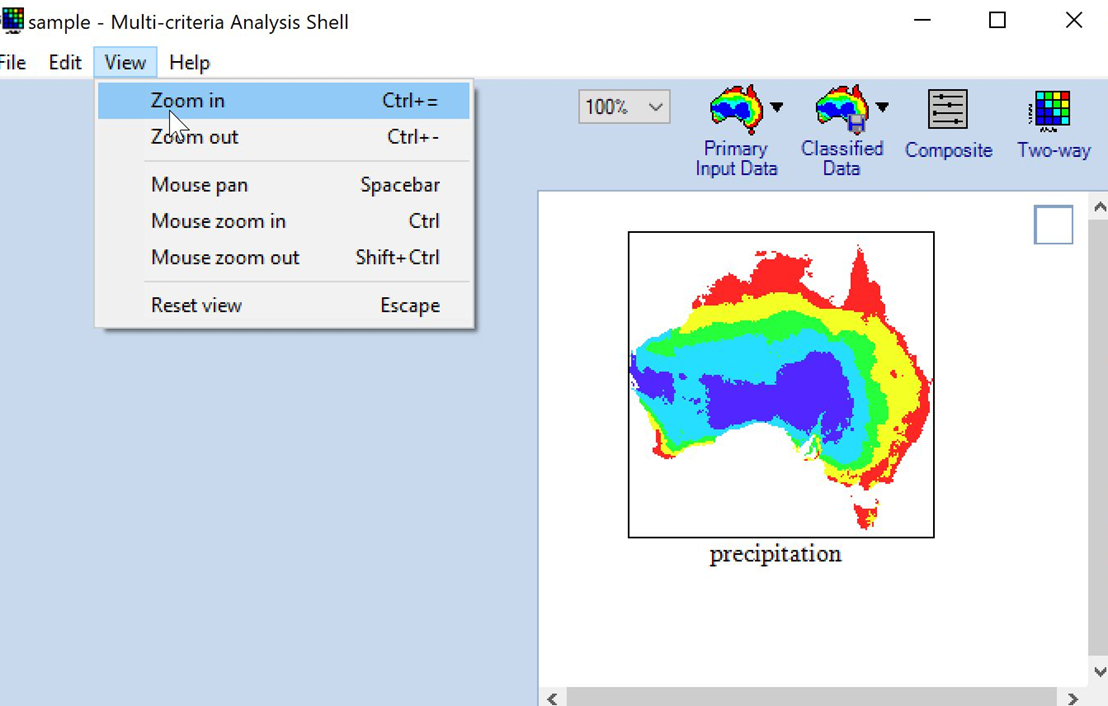 Image shows MCAS-S interface describing options to pan and zoom