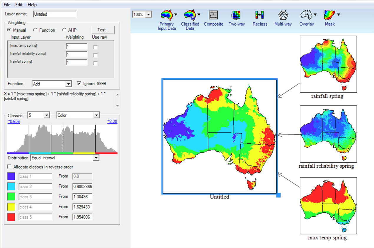 Image shows manual composite featuring three climate inputs