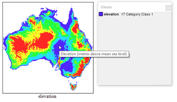 Image shows viewer window for elevation data layer