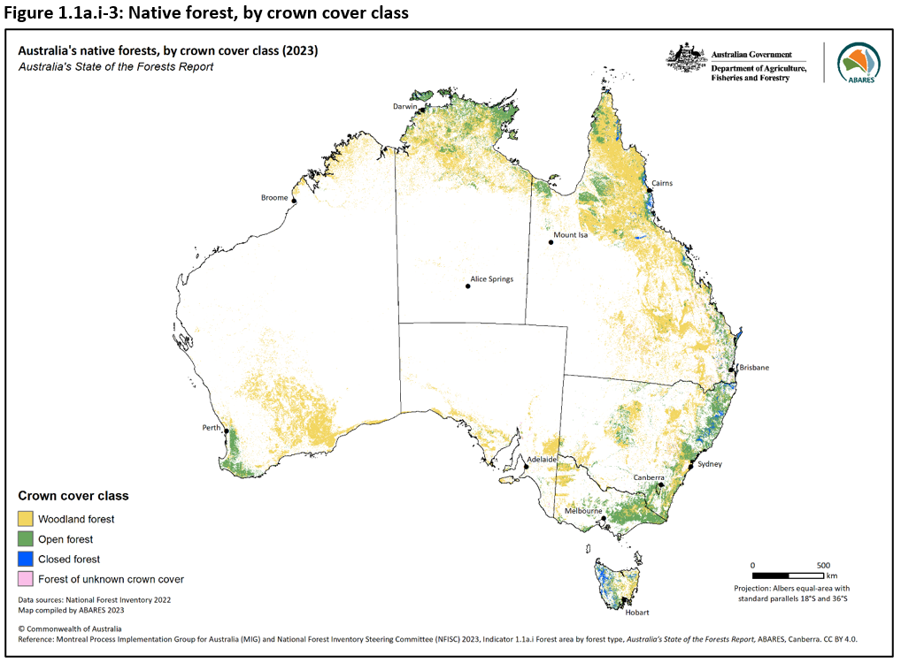 Figure 1.1a.i-3: Native forest, by crown cover class. 