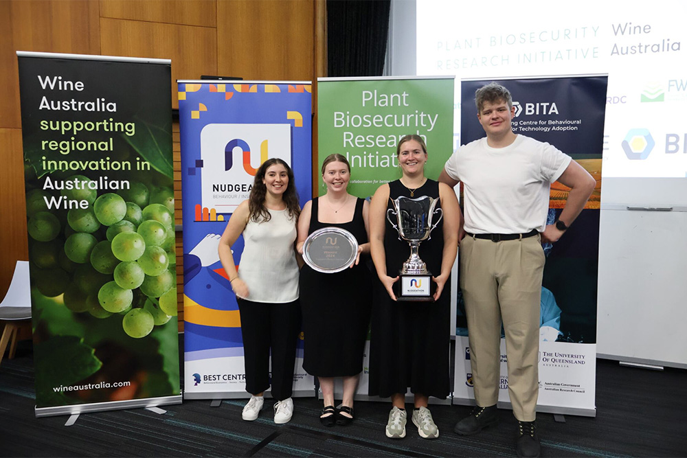 Image of Frances Welt, Diana Lam, Piper Foley and Josh Martin from the Queensland Department of Premier and Cabinet won first place. 