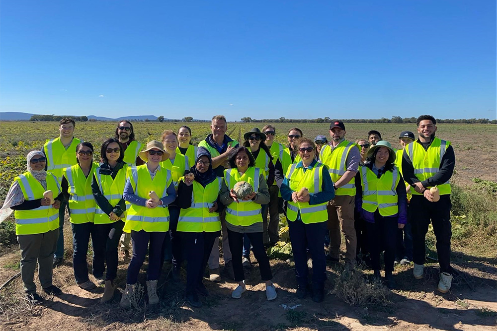 Image of Departmental staff visit to Rinaland farm with Gary Snaidero to see pumpkin and citrus production 