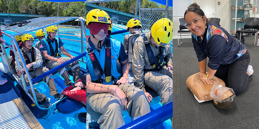 Montage of three images of people doing various activities