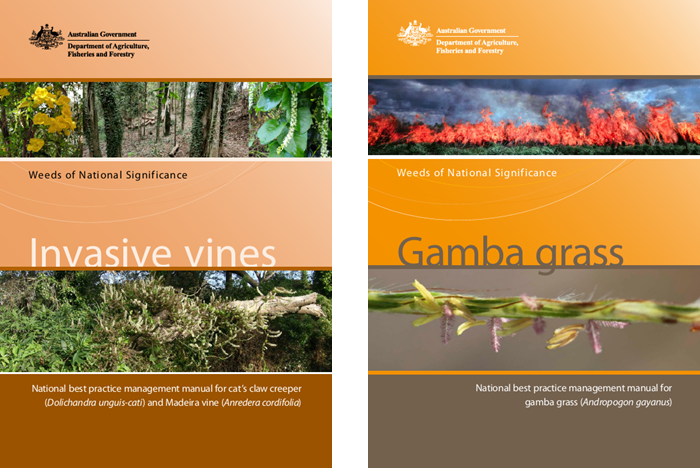 Cover images of Weeds of National Significance Best Practice Management Manuals - Invasive vines and gamba grass