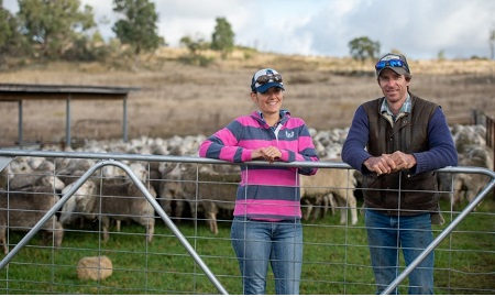 Schneider Family: Rachelle Hergenhan and Derick Schneider at one of their properties in New South Wales. Photo credit: NSW Department of Primary Industries.