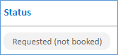 Screen shot of popup bar with text which says "Status: Requested (not booked)