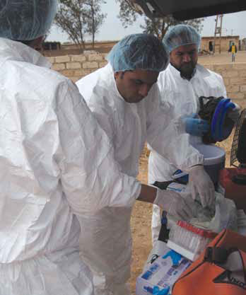 Photo in Libya of people testing for foot and mouth