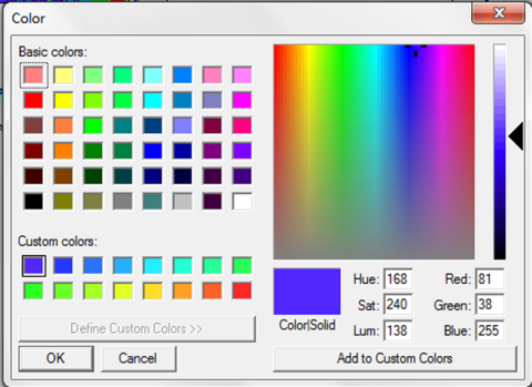 Image shows option to define custom colors for classes