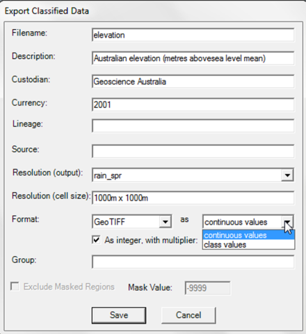 Image shows export data metadata entry fields 