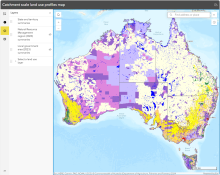 Image of a web map showing land use and state boundaries for Australia 